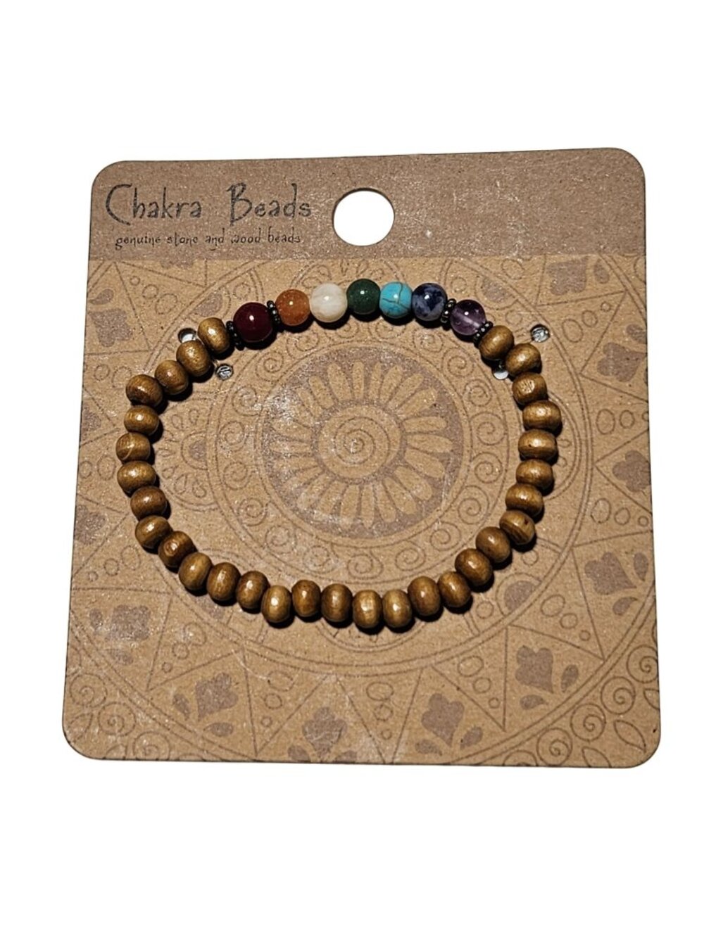 Chakra Beads Bracelet Natural Wood Gemstone Stretch Spiritual Boho Jewelry Women